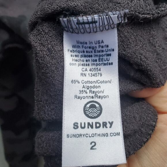 Sundry Camo Zip Up Hoodie Light Dark Grey Print Size 2 Medium Sweatshirt Comfy - Picture 14 of 15
